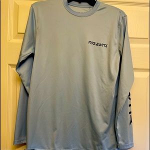 Mens  UV50 RIG AWTR ZEN MARLIN FISHING SHIRT LONG SLEEVE MEDIUM LIGHT BLUE
